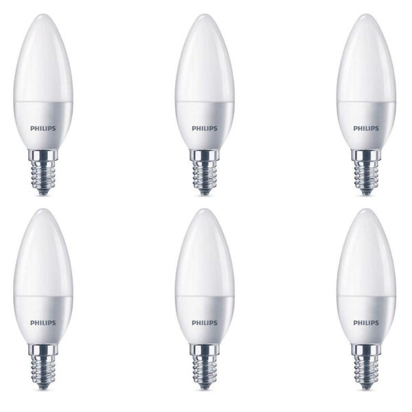 Philips LED Lampe ersetzt 40 W, E14 Kerzenform B35, weiß, warmweiß, 470 Lumen, nicht dimmbar, 6er Pack