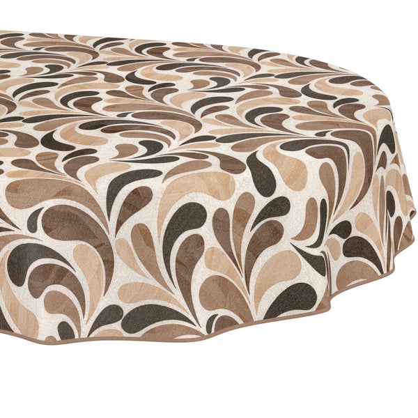 Runde Tischdecke mit Paisleymuster in Naturtönen.