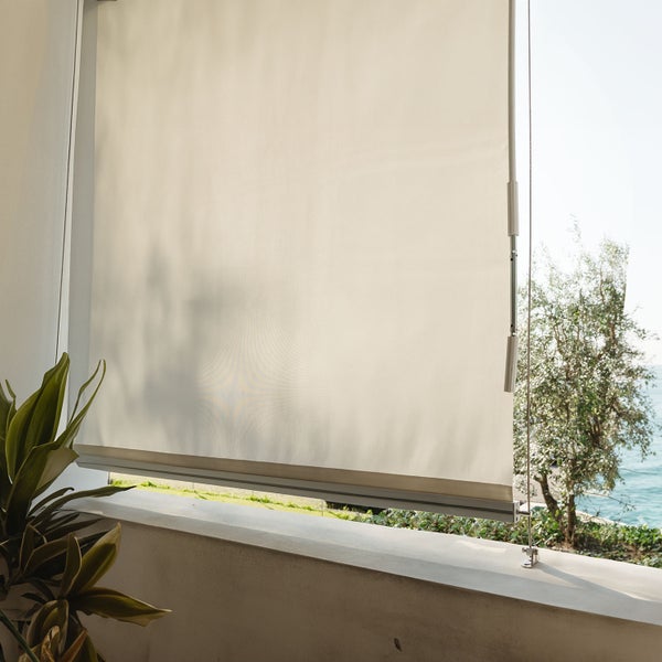 Senkrechtmarkise mit Seilführung Purishade Blickdicht Graphite 180X250cm mit Handkurbel - Maanta® Reef Roll