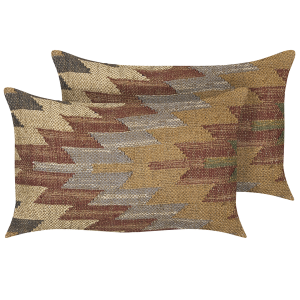 Dekokissen 2er Set DEEPOR Jute 30 x 50 cm Bunt Orientalisches Muster