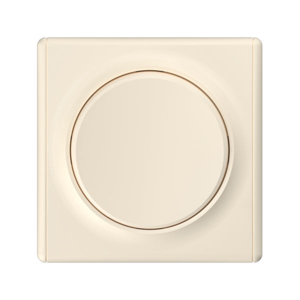 Ein Lichtschalter mit quadratischem Rahmen und runder Wippe zur Unterputzmontage.
