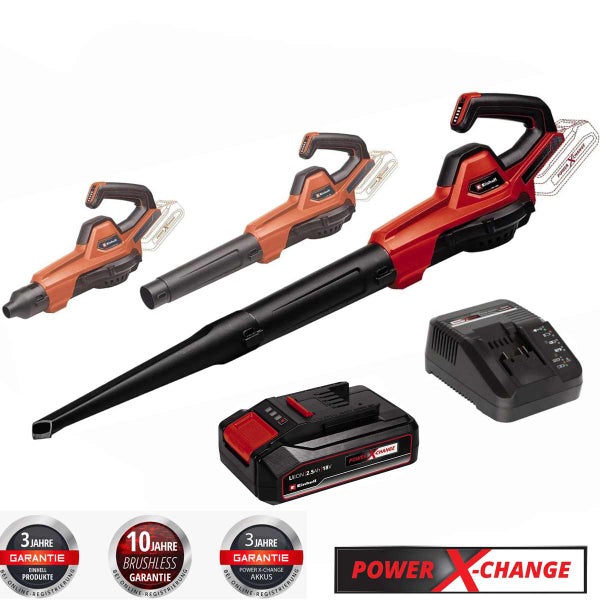 Einhell Akku-Laubbläser Power X-Change Set mit Ladegerät und Akku, bürstenloser Motor, 18 Volt.