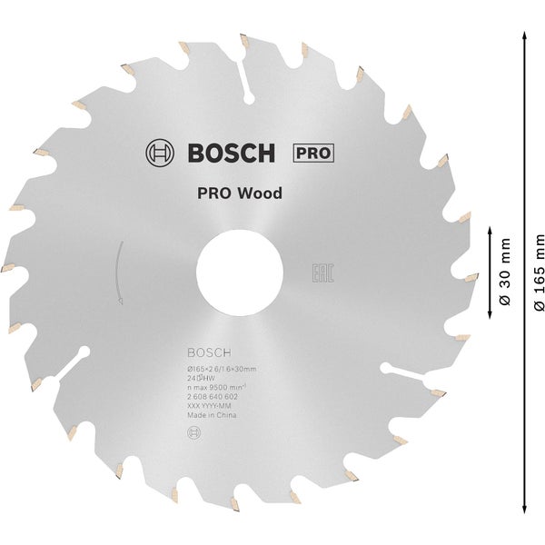Bosch Pro Holzsägeblatt, 165 Millimeter Durchmesser