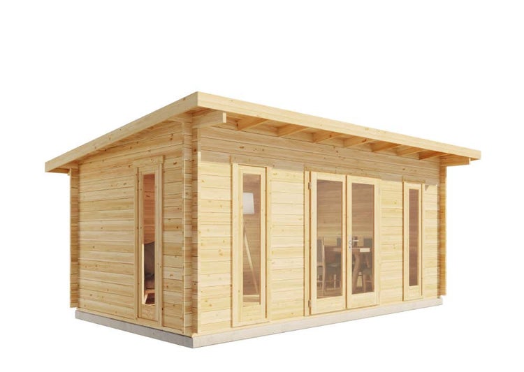 Alpholz Gartenhaus Sundsvall Gartenhaus aus Holz in natur, Holzhaus mit 44 mm Wandstärke FSC zertifiziert, Blockbohlenhaus mit Montagematerial imprägniert 5,8x3,7m