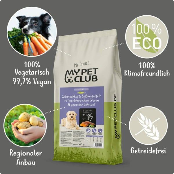 Vegi (1 x 14,5 kg) vegan/vegetarisches Hundefutter Purinarm mit Süßkartoffel I Sensitiv & Hypoallergen I Alleinfuttermittel für Hunde ab dem 12ten Lebensmonat