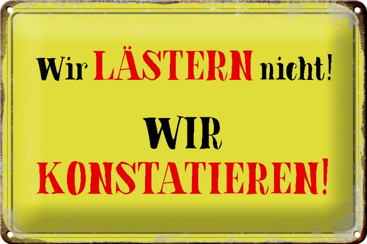 Blechschild Spruch 30x20cm wir lästern nicht konstatieren