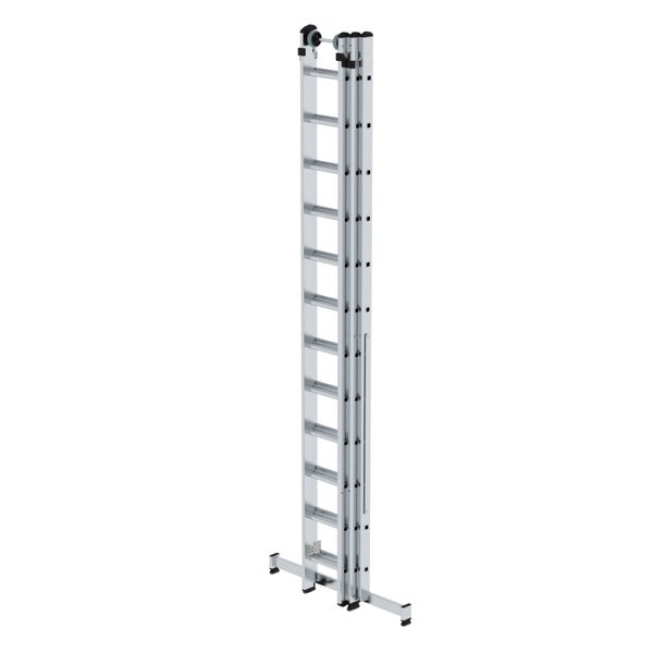 PROREGAL Sprossen-Mehrzweckleiter 3-Teilig mit Traverse und Wandlaufrollen 3 x 12 Sprossen