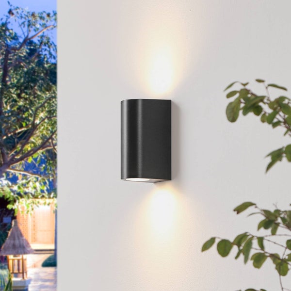 PRIOS Wandleuchte außen Irfan (spritzwassergeschützt (Modern) in Schwarz (2 flammig, GU10) - Außenwandleuchten Wandlampe Led Außenlampe Outdoor für Außenwand/Hauswand