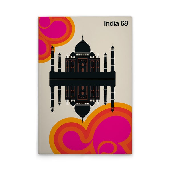 Leinwanddruck mit Taj Mahal Motiv und dem Schriftzug India 68