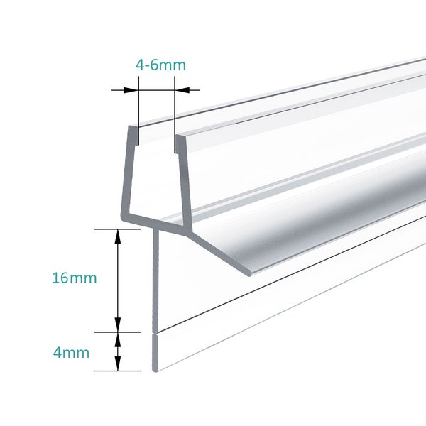EMKE Ersatzdichtung Wasserabweiser Duschdichtung Schwallschutz Duschkabine Bad, 4-6mm Glas 600mm
