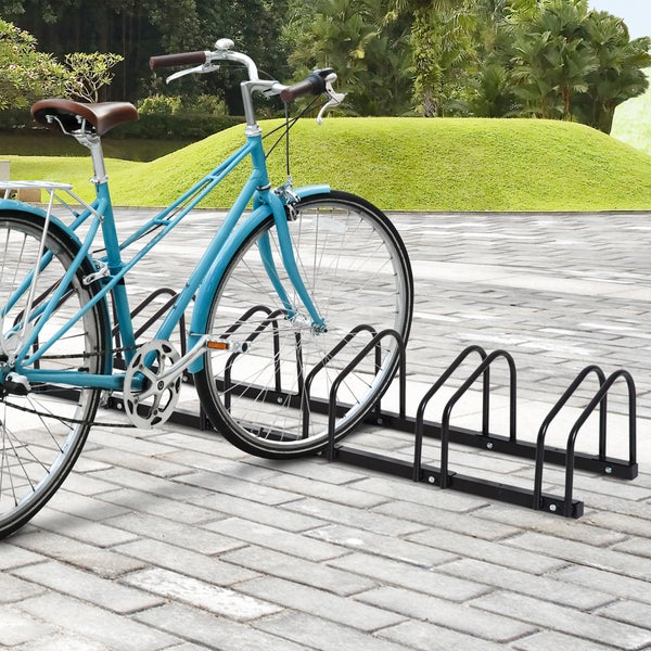 HOMCOM Fahrradständer, Radständer, wetterfest, langlebig, bis 6 Fahrräder, 179 x 33 x 27 cm, Stahl, Schwarz