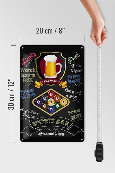 Blechschild Spruch 20x30cm sports bar Billard relax and enjoy