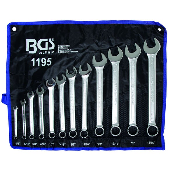 BGS 12tlg. Maul-Ringschlüssel-Satz 1/4 - 15/16 in Zollgrößen - 1195