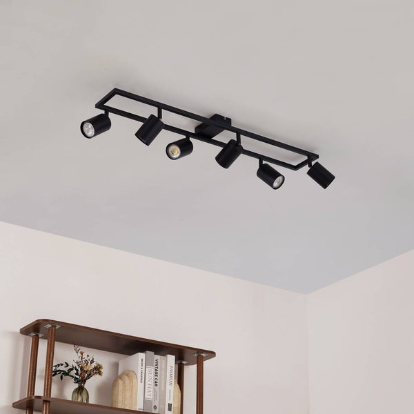 Schwarze Deckenleuchte mit sechs Strahlern