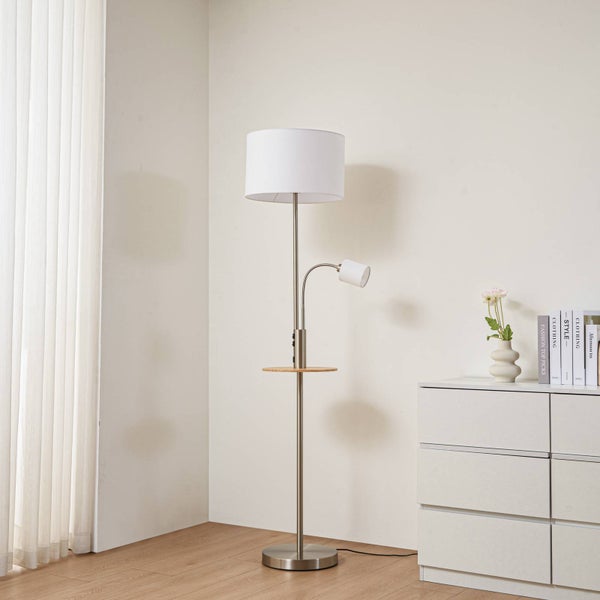 Stehlampe mit Leselampe und Ablage