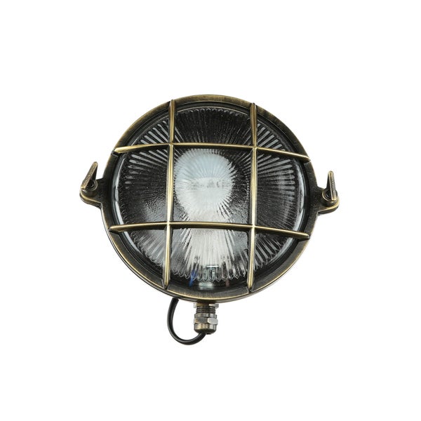 Runde Deckenleuchte mit Schutzgitter und Lampe