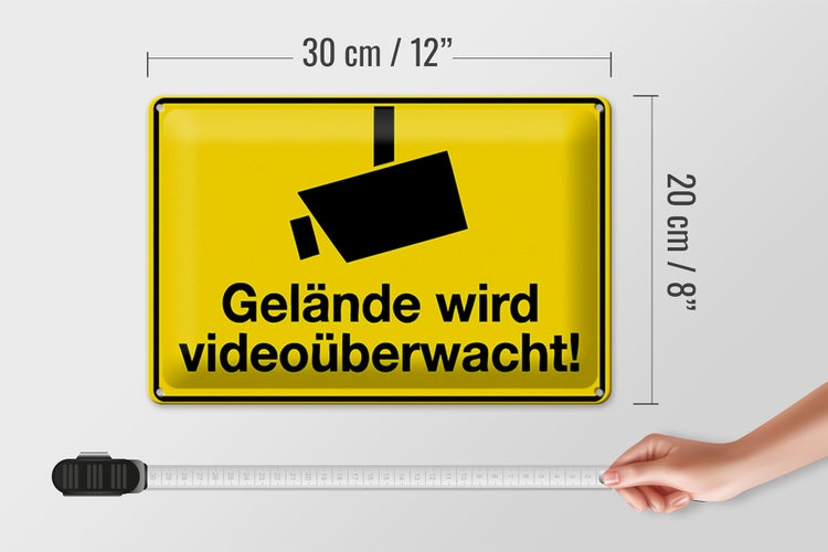 Blechschild Spruch 30x20cm Gelände wird videoüberwacht