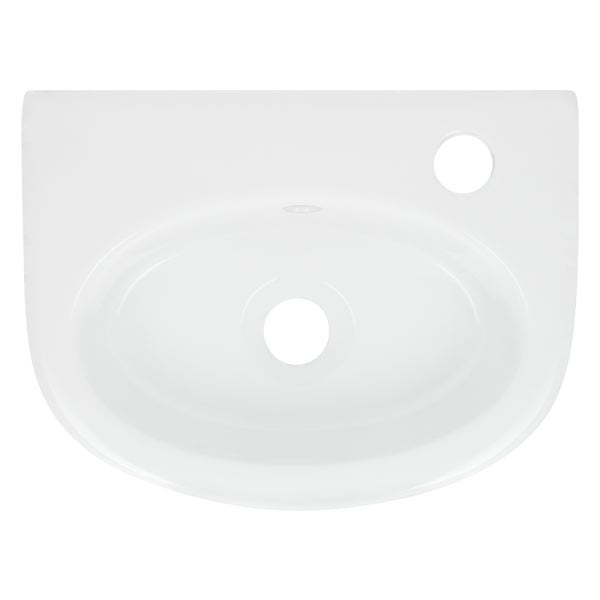 ECD Germany Waschbecken Keramik Weiß 355x255x130 mm, Hahnloch rechts, inkl. Ablaufgarnitur, Abgerundete Aufsatzbecken Aufsatzwaschbecken Aufsatzwaschtisch Badezimmer Waschtisch Waschschale Waschplatz