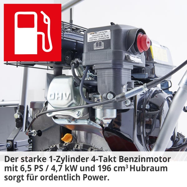Symbol für Kraftstoff und Motor eines Gartengerätes