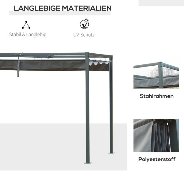 Detailansicht eines Pavillons mit stabilen Schrauben, quadratischen Füßen und modernem Design