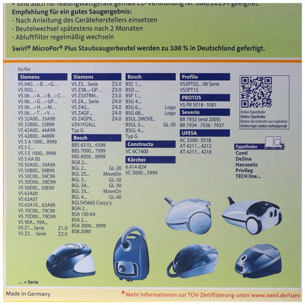 Swirl Staubsaugerbeutel S67 MicroPor Plus für Siemens und Bosch Staubsauger