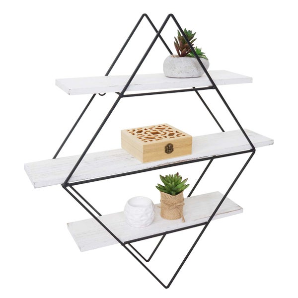 Wandregal mit drei Ebenen und geometrischem Design