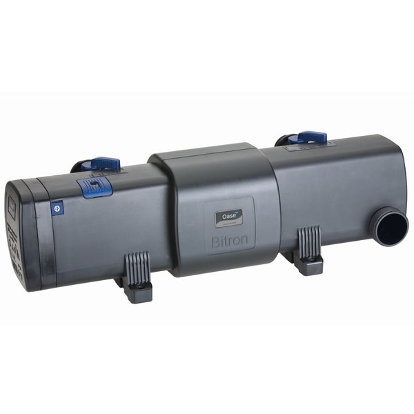 Dunkelgraues UVC-Vorklärgerät Oase Bitron aus Kunststoff für die Reinigung von Gartenteichen.