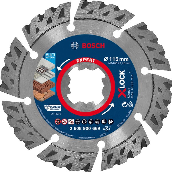 Bosch Expert MultiMaterial X-LOCK Diamanttrennscheiben 115 x 22,23 x 2,4 x 12 mm - 2608900669