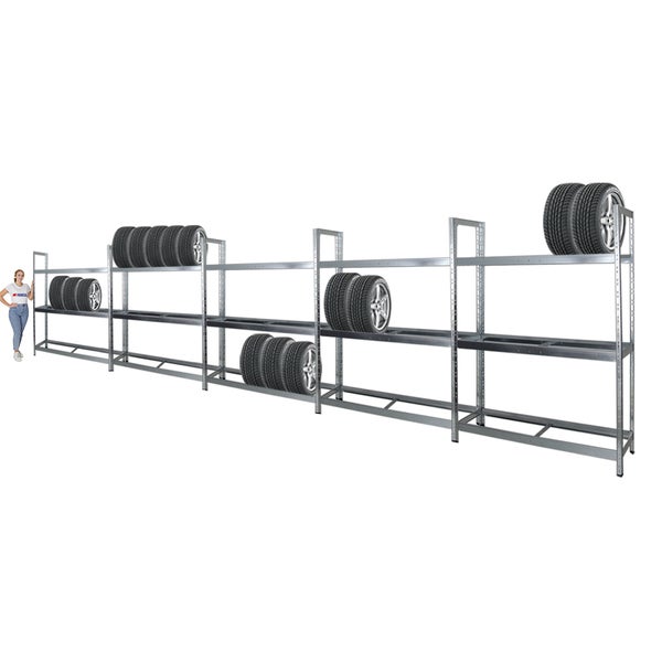 PROREGAL Mega Deal 5x Reifenregal Tiger XL HxBxT 200 x 150 x 45 cm Bis Zu 90 Reifen Verzinkt