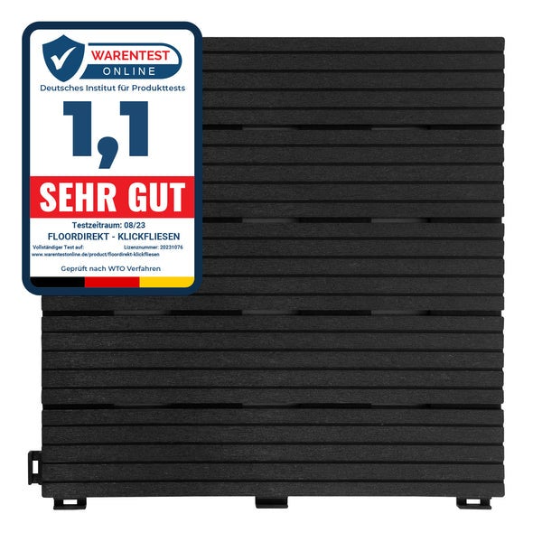 FLOORDIREKT Klickfliese Claire - Wetterbeständige Terrassenfliese - Grau 30 x 30 cm