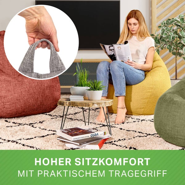 Green Bean Indoor XXL Sitzsack mit 300 Liter mit EPS-Perlen Füllung - Kuschelig Weich Waschbar - Drinnen Stoff Bodenkissen Liegekissen Sitzkissen - Cherry Rot