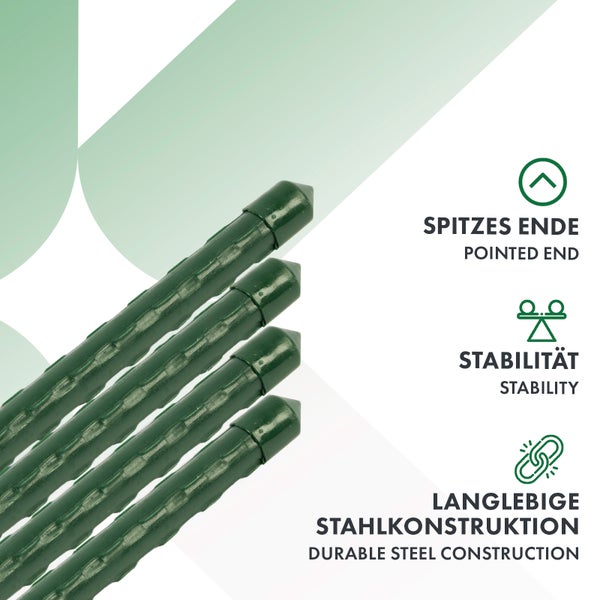 FLOORDIREKT Pflanzenstab Grün - Rankhilfe Tomatenstab Rankstab - 10er-Set - Ø 11 mm Länge 150 cm