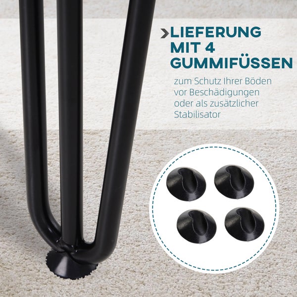 HOMCOM Tischbeine, 4er-Set Tischfüße, Möbelfüße aus Stahl Tischgestell mit Gabel-Design für Couchtisch, Esstisch, Schwarz, 12 x 12 x 72 cm