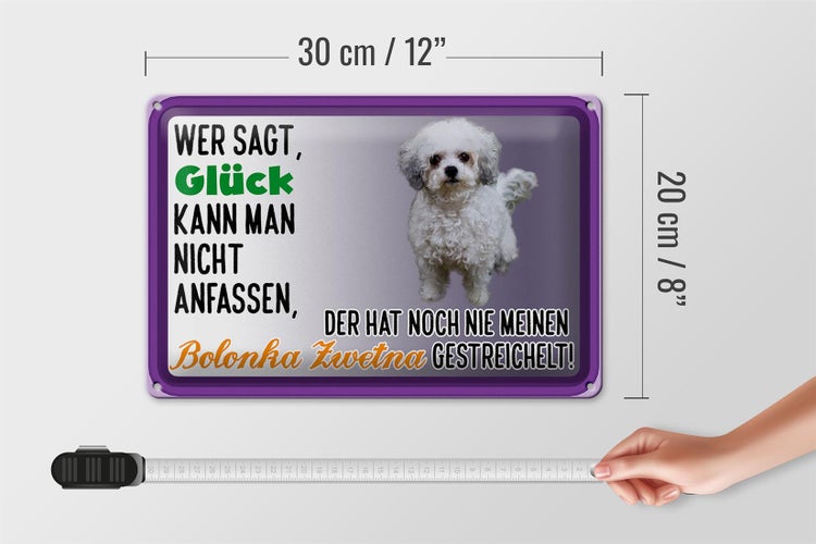 Blechschild Spruch 30x20cm Glück anfassen Bolonka Zwetna