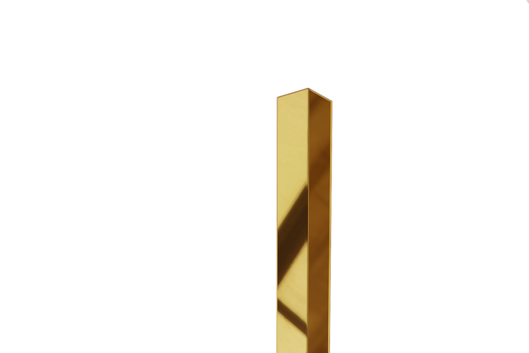 Inneneck-Li-Profil aus Edelstahl  2 cm x 2 cm x 270 cm – poliertes Gold