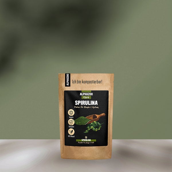 ALPHAZOO Spirulina Pulver 100g für Hunde und Katzen I Chlorophyll Algenpulver