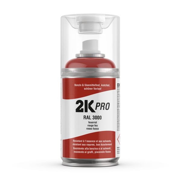 2K PRO 2 Komponenten Sprühfarbe 250ml RAL3000 Feuerrot Glanz
