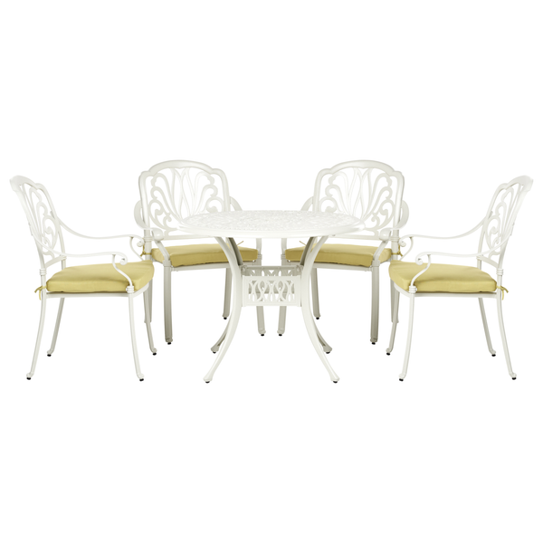 Gartentischset mit vier Stühlen und Auflagen