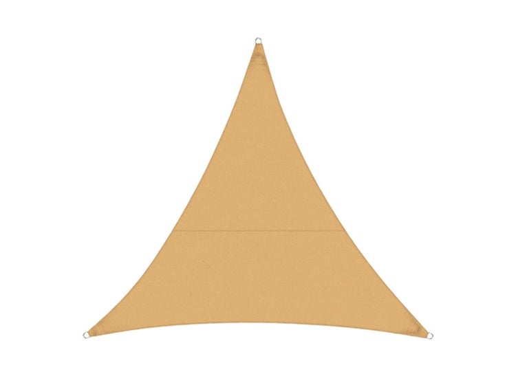 FLOORDIREKT Sonnensegel - Wasserabweisend - Dreieckig - für Garten, Terrasse und Balkon - Sand 3,6 x 3,6 x 5,1 m