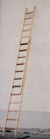 PROREGAL Schiebeleiter Made in Germany 2 x 15 Sprossen 4,4 m Länge Ohne Traverse Braun Holzleiter