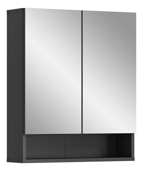 Lago Spiegelschrank Bad 2 Türen, 1 Ablage grau. 60 X 18 X 71 cm