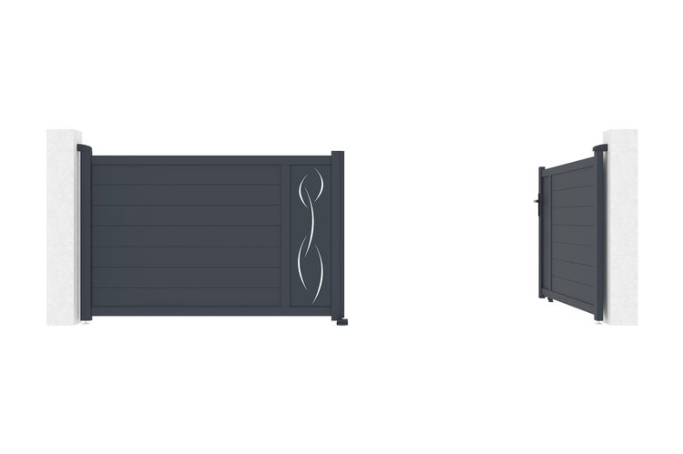 Flügeltor 4m LIFE H.120 graues Aluminium