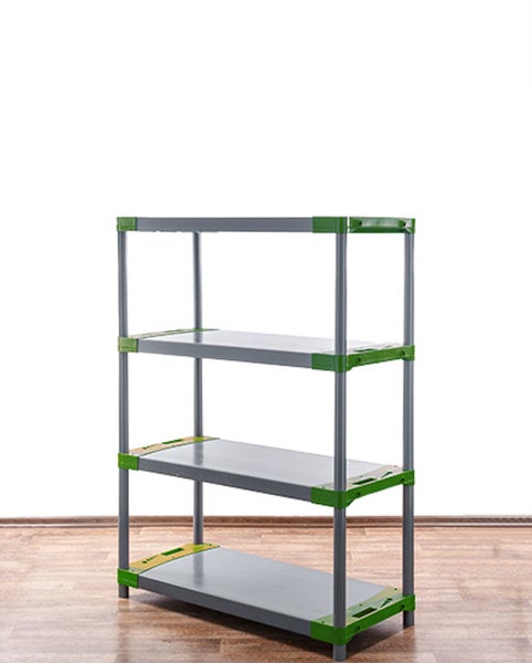 PROREGAL Kunststoffregal Grey Bear Low HxBxT 138 x 90 x 46 cm Fachlast 120 kg Grau/Grün