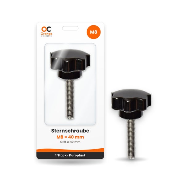 Sternschraube M8 mal 40 Millimeter mit 40 Millimeter Griff aus Duroplast von Orange Commerce