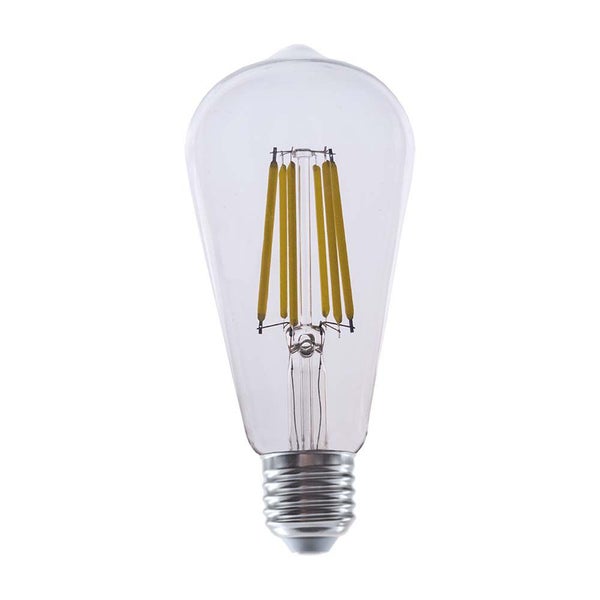 LED-Filament-Leuchtmittel in Edison-Form ST64 mit E27-Sockel aus Klarglas.