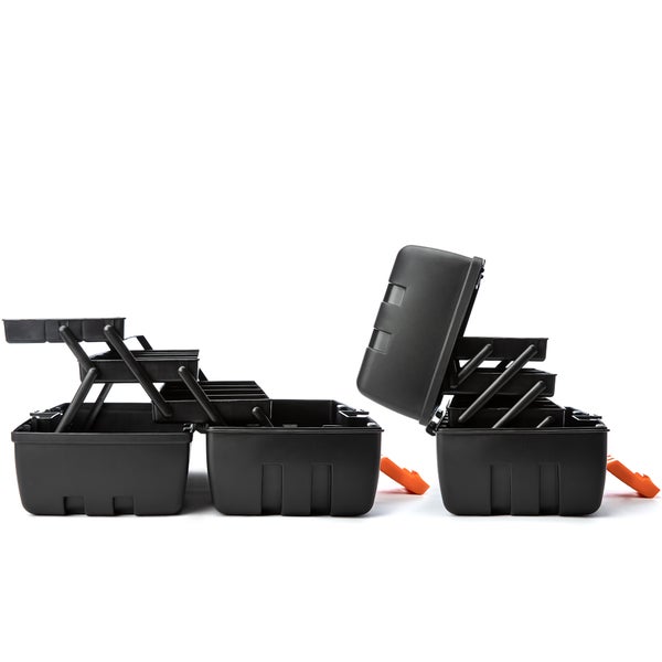 BigDean Werkzeugkiste groß mit 3 Laden - Werkzeugkoffer leer - 36x20x20 cm aus schlagfestem Kunststoff - perfekt auch als Angelbox - Werkzeugkasten für Hobby, Heim- & Heimwerker - Made in EU