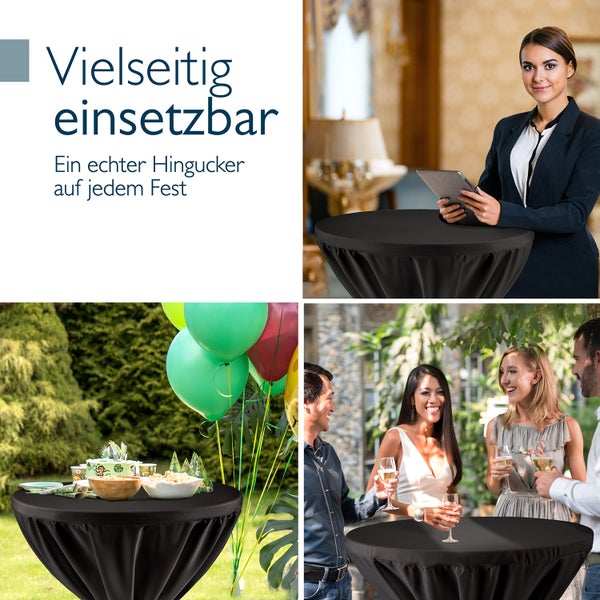 Collage mit Stehtischen für diverse Anlässe, wie Firmenevents, Geburtstage und Gartenpartys.