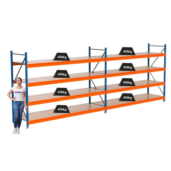 Regalsystem mit mehreren Ebenen und einer Traglast von 450 Kilogramm pro Ebene