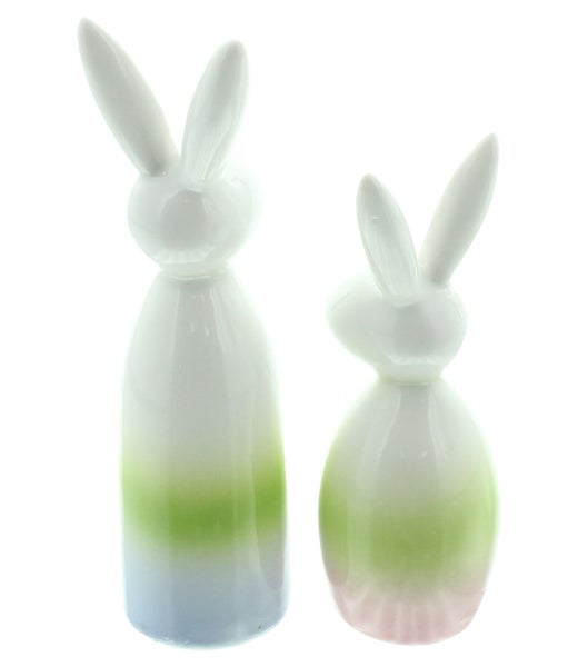 FRANK FLECHTWAREN | Hase Pastell, 2er Set, PORZELLAN, H: 14 cm, H: 17 cm