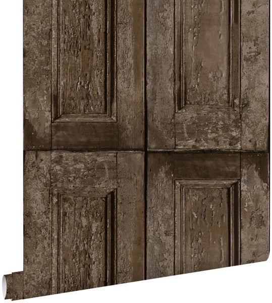 ESTAhome Tapete Paneeltüren Dunkelbraun - 53 cm x 10.05 m - 138211